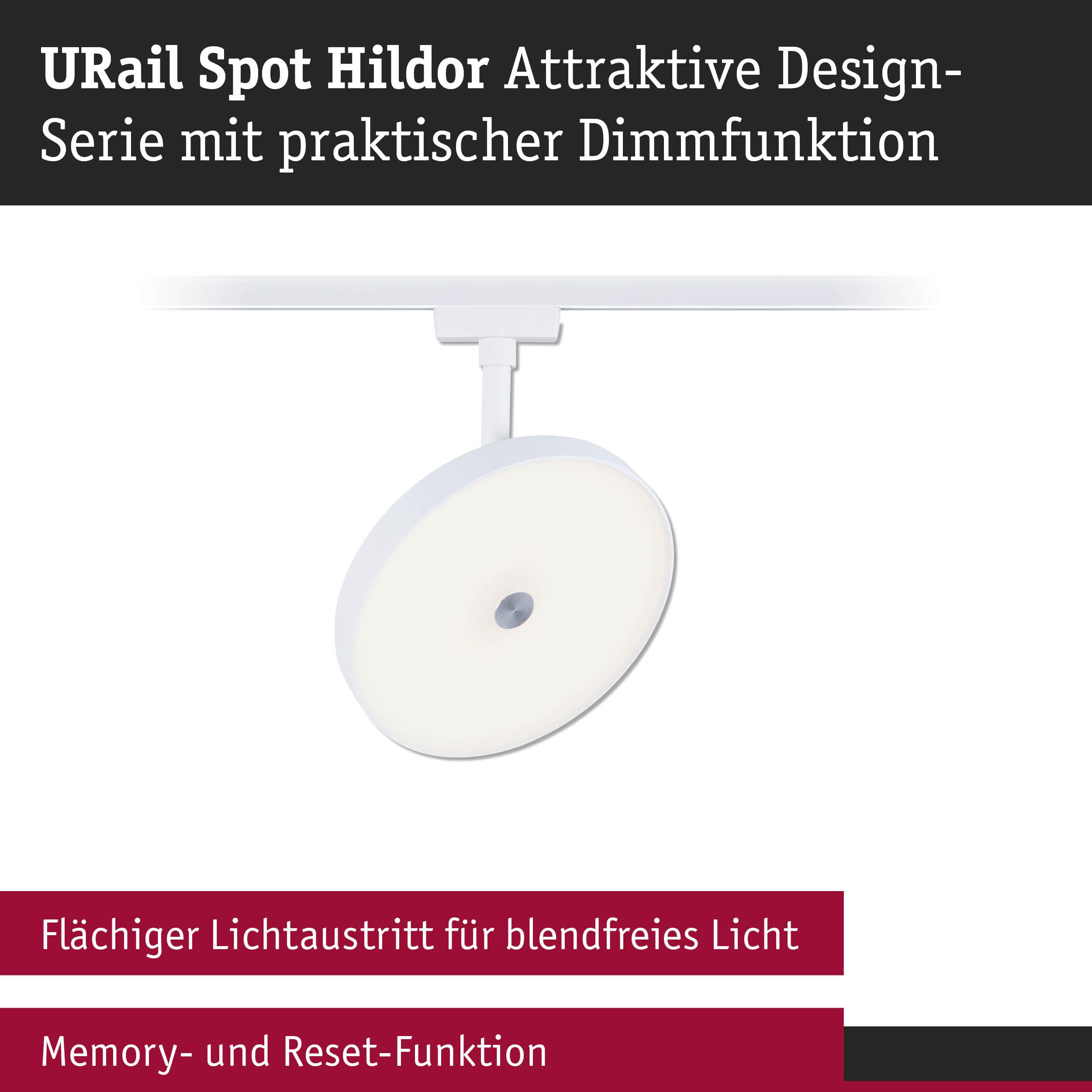Weißer URail Spot Hildor LED-Strahler mit dimmbarer Lichtfunktion und blendfreiem Lichtaustritt