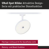 Weißer URail Spot Hildor LED-Strahler mit dimmbarer Lichtfunktion und blendfreiem Lichtaustritt