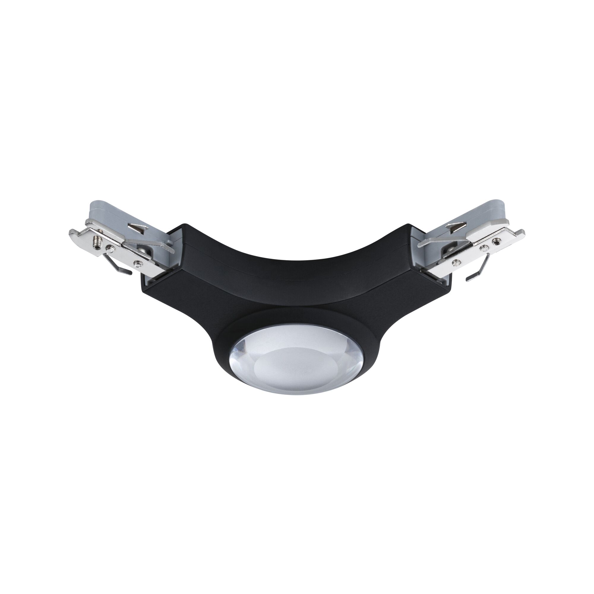 Zwarte LED-inbouwlichtadapter met metalen klemmen voor flexibele lichtmontage