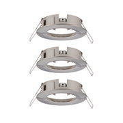 Round brushed stainless steel recessed frame with spring clips for LED spotlights