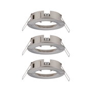 Round brushed stainless steel recessed frame with spring clips for LED spotlights