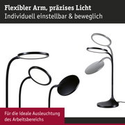 Schwarze LED-Schreibtischlampe mit flexiblem Arm für präzise Beleuchtung im Arbeitsbereich