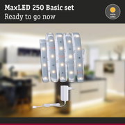 MaxLED 250 Basic set with warm white LED strip and power adapter for easy home lighting