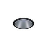 Round recessed spotlight made of aluminum in black and silver for modern LED ceiling lighting