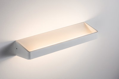 Moderner weißer LED-Wandleuchter aus Metall mit warmweißem Licht für Wohnräume