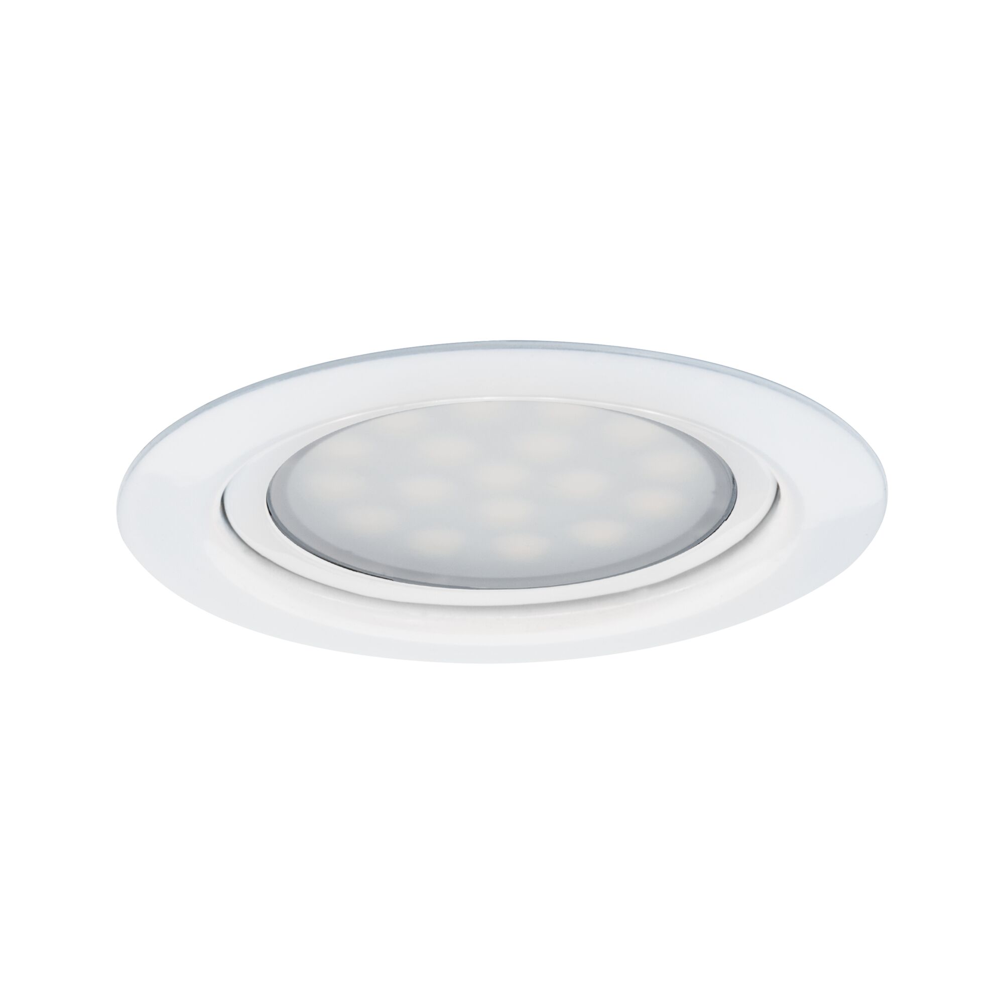 Round white LED recessed light with frosted glass for energy-efficient room lighting