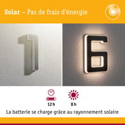 Numéro de maison solaire avec cadre blanc et éclairage LED pour une illumination extérieure économique