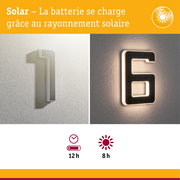 Numéro de maison solaire avec cadre blanc et éclairage LED pour une illumination extérieure économique