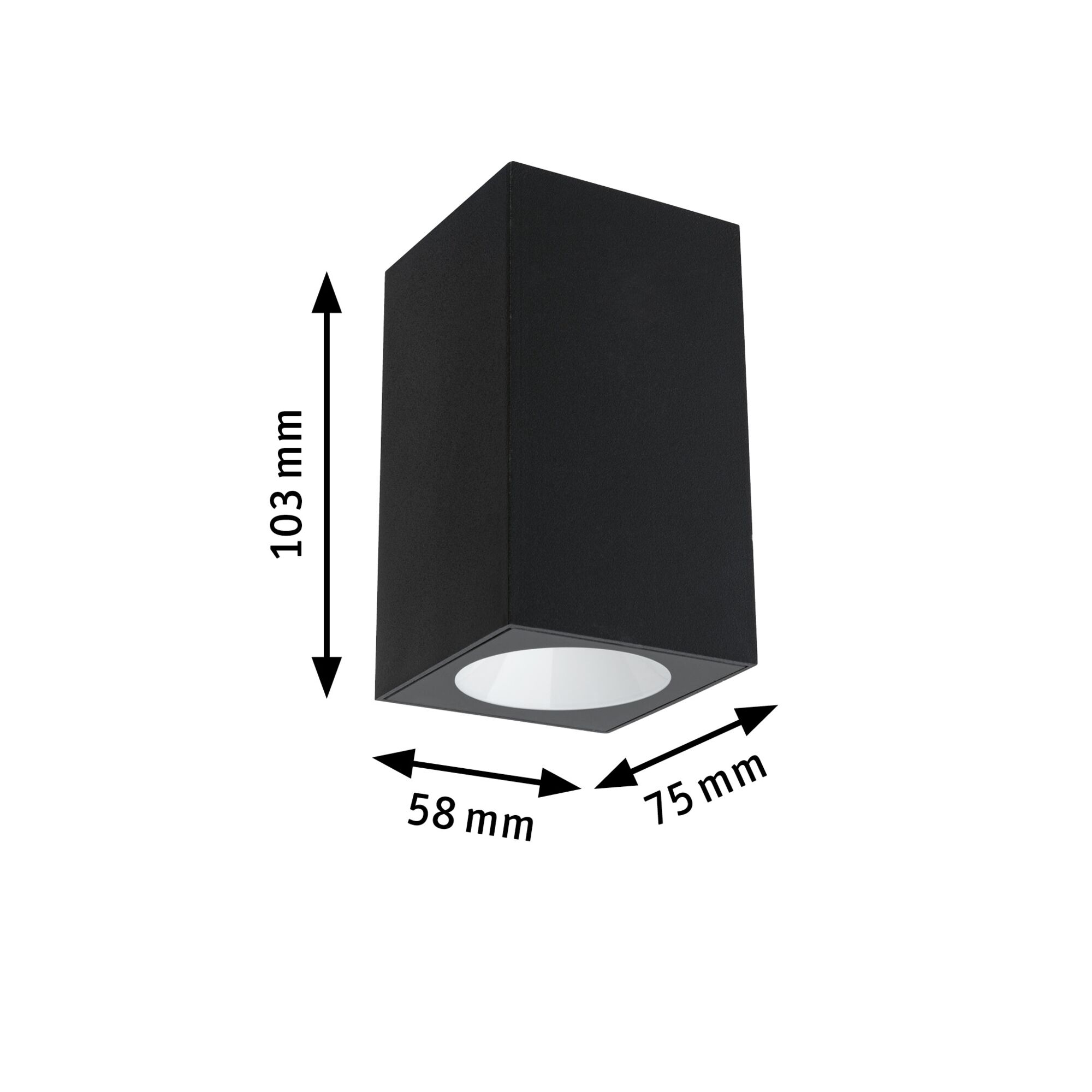 Zwarte rechthoekige metalen LED-plafondlamp van 103x75x58 mm voor moderne binnenverlichting