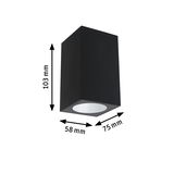 Zwarte rechthoekige metalen LED-plafondlamp van 103x75x58 mm voor moderne binnenverlichting