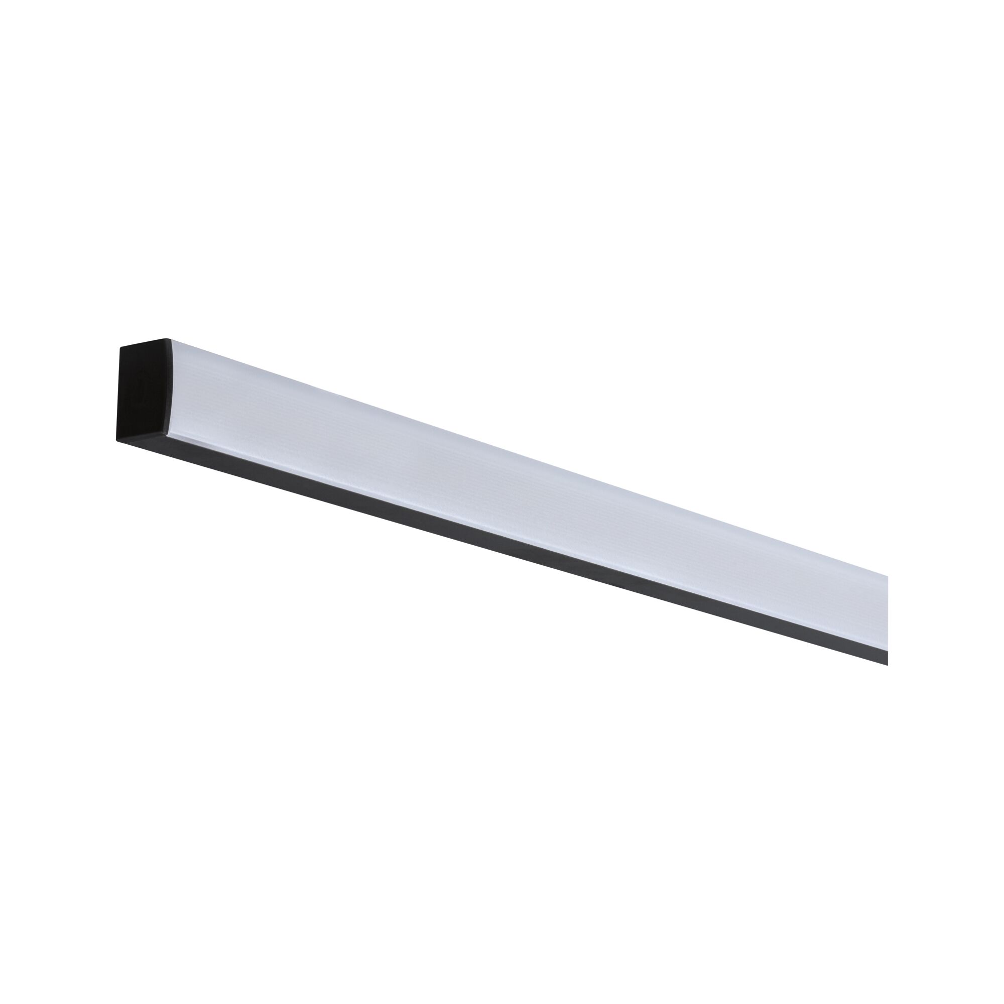 Slim white LED light with black plastic frame for modern indoor lighting solutions