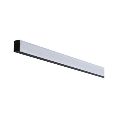 Slim white LED light with black plastic frame for modern indoor lighting solutions