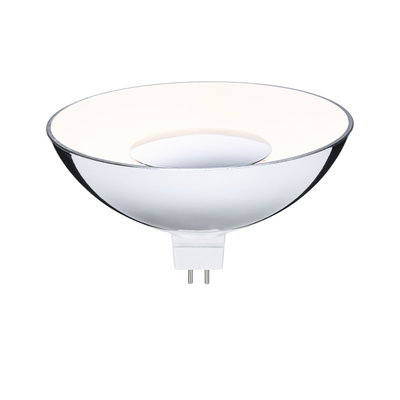 Reflective LED lamp with MR16 base in silver and white light for energy-efficient lighting