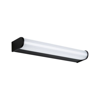 Black LED wall light with white plastic diffuser for modern indoor lighting solutions