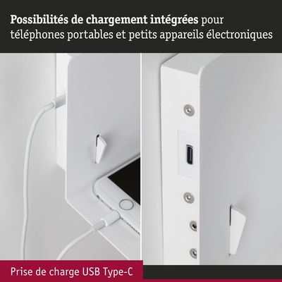 Boîtier métallique blanc avec prise de charge USB Type-C intégrée pour téléphones et petits appareils