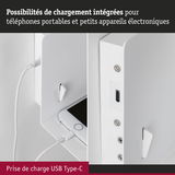 Boîtier métallique blanc avec prise de charge USB Type-C intégrée pour téléphones et petits appareils