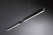 Suspension LED noire en métal avec lumière blanc chaud pour intérieurs modernes