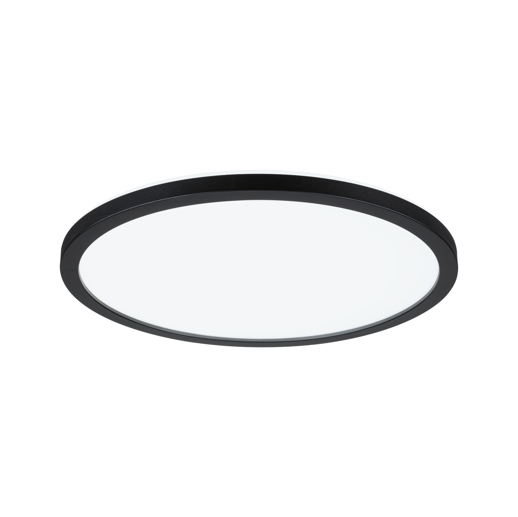 Round LED ceiling light with black aluminum frame and white diffuser for modern room lighting