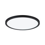 Round LED ceiling light with black aluminum frame and white diffuser for modern room lighting