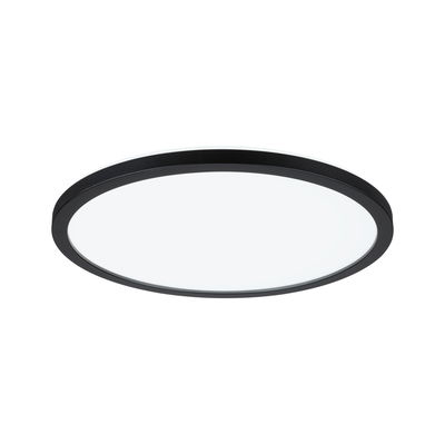 Round LED ceiling light with black aluminum frame and white diffuser for modern room lighting