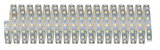 Long flexible LED strip light with yellow LEDs on silver circuit board for decorative lighting