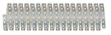 Flexible LED strip with yellow LEDs on silver circuit board for decorative lighting use