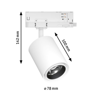 Weißer LED-Spot aus Metall mit 78 mm Durchmesser und 142 mm Höhe, moderner Strahler für Innenräume