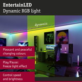 Dynamic RGB LED lighting with smooth color changes for ambient room lighting and mood control