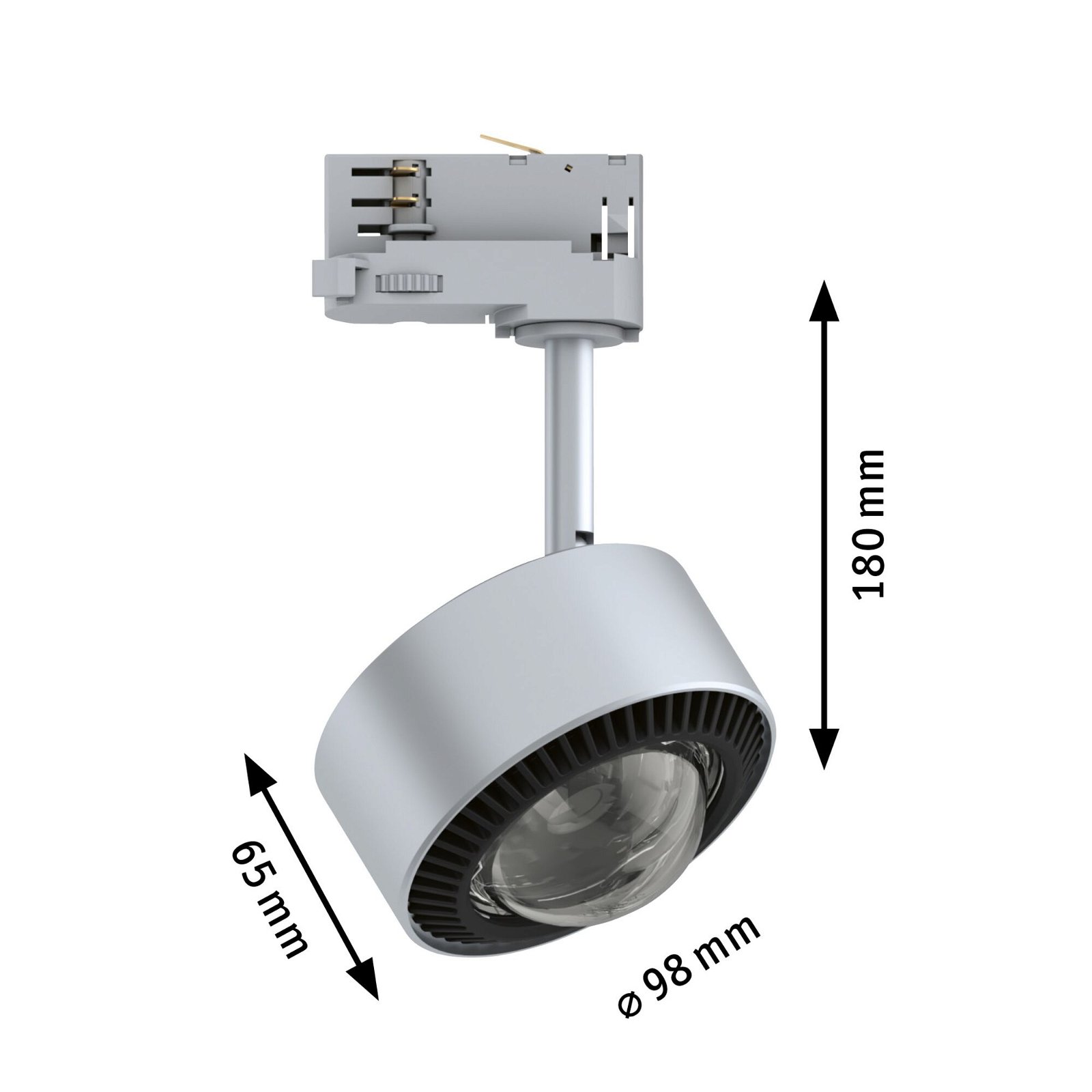 ProRail3 LED-skinnespot Aldan 539lm 8,5W 3000K dæmpbar 230V Sølv/Sort