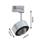 Gray LED spotlight with 98 mm diameter and 180 mm height, energy-efficient lighting solution