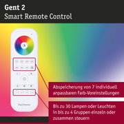 Weiße Gent 2 Smart Remote Control mit Farbkreis und Tasten zur Steuerung von Lichtgruppen