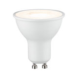 White LED reflector lamp with GU10 base made of plastic for energy-efficient lighting
