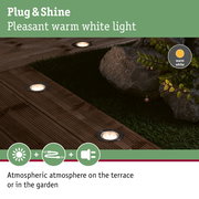 Recessed LED terrace lights with warm white light for atmospheric garden and patio lighting