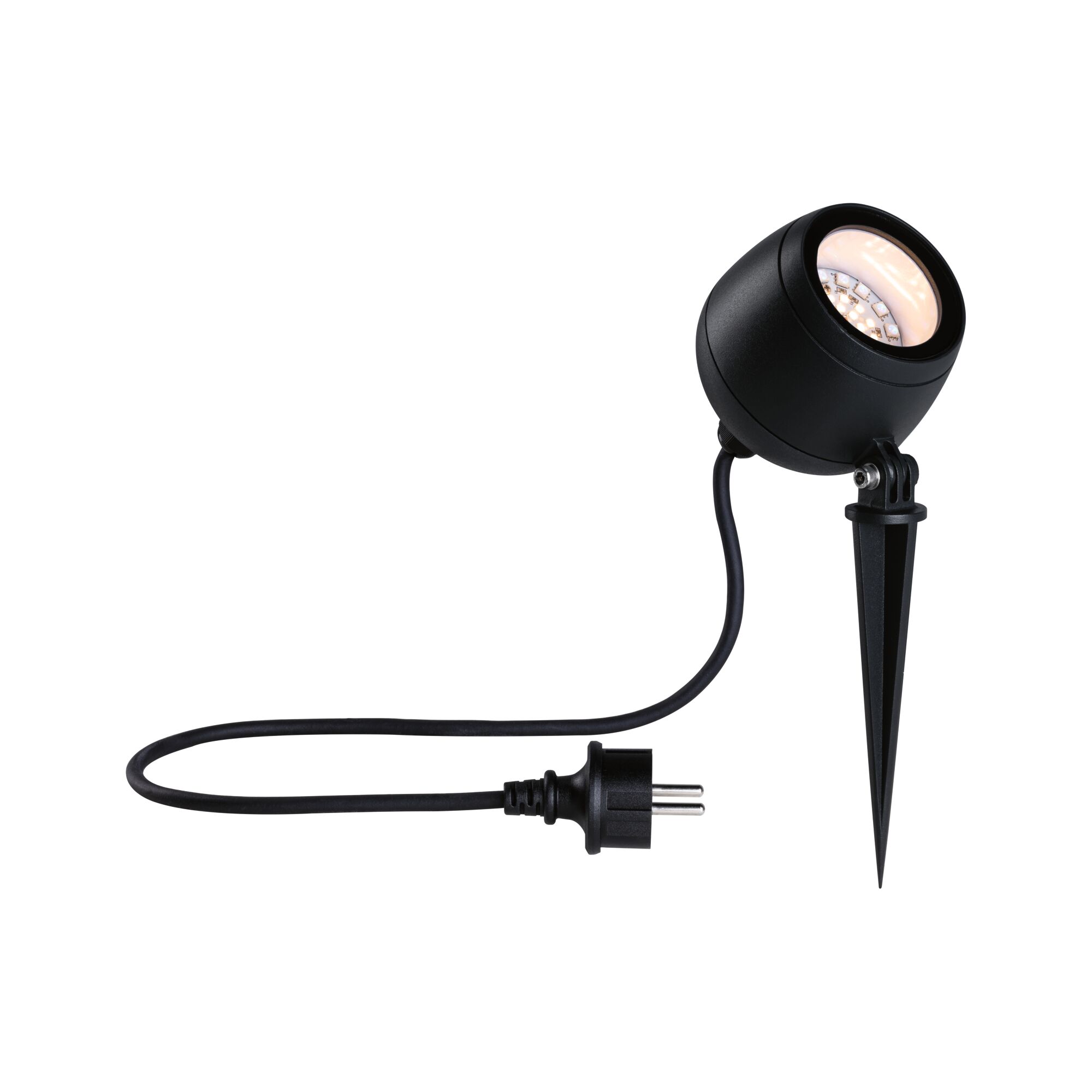 Zwarte LED-tuinschijnwerper met grondpen en kabel voor buitenverlichting en tuindecoratie