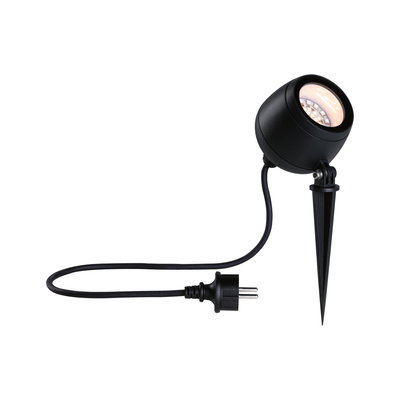 Schwarzer LED-Gartenstrahler mit Erdspieß und Kabel für Außenbeleuchtung und Gartendekoration