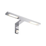 Modern LED wall light in chrome metal with warm white light for stylish room illumination