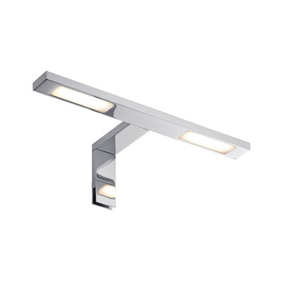 Modern LED wall light in chrome metal with warm white light for stylish room illumination