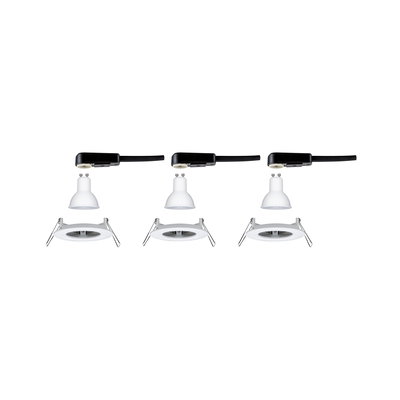 Trois spots encastrés LED blancs avec douille GU10 et câble noir pour éclairage de plafond moderne