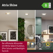 Atria Shine LED-Deckenleuchte mit Holzrahmen in Weiß, IP44 Schutz und Backlight-Technik für Wohnräume