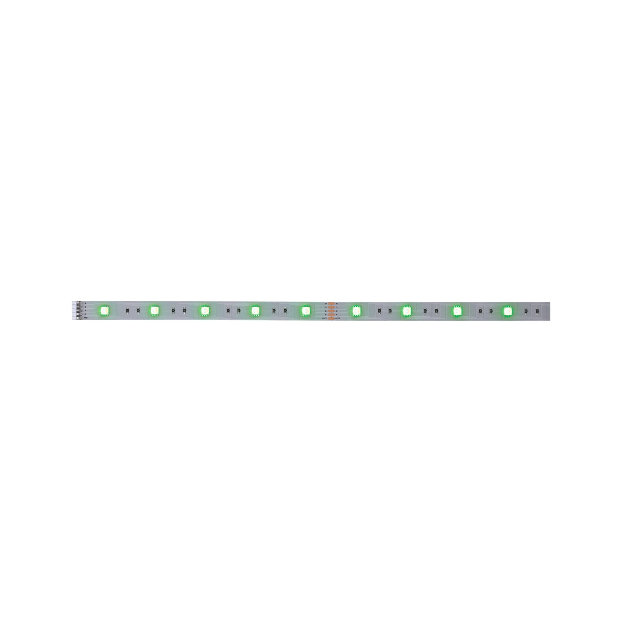 Bande lumineuse LED longue avec LEDs vertes sur support blanc pour solutions d'éclairage modernes