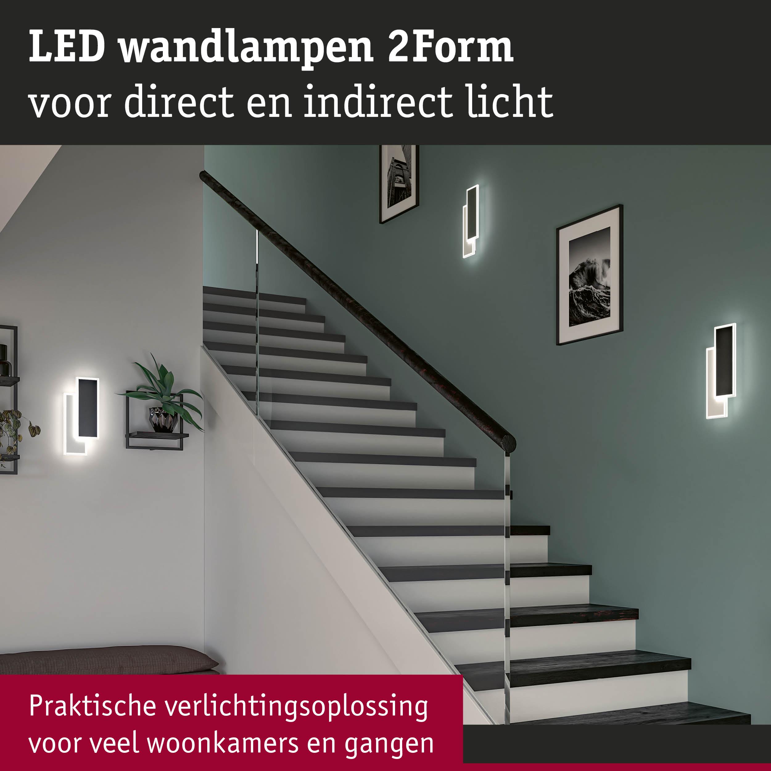 Moderne zwarte LED-wandlampen 2Form met direct en indirect licht voor trappen en woonkamers