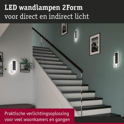 Moderne zwarte LED-wandlampen 2Form met direct en indirect licht voor trappen en woonkamers