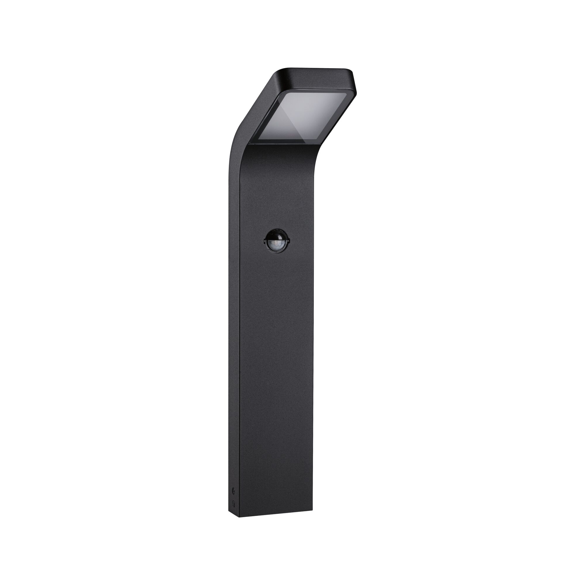 Black metal LED outdoor wall light with motion sensor for energy-efficient garden lighting