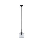 Modern pendant light with ribbed clear glass and black metal cable for stylish home lighting
