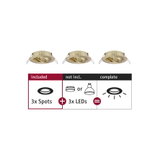 Drei goldfarbene Einbaustrahler ohne LEDs, Set mit 3 Spots für LED-Lampen, Beleuchtung Zubehör