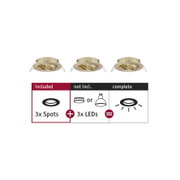 Set of three gold recessed spotlights without LEDs, 3 spots for LED lamps, lighting accessories