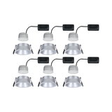 Set of six silver aluminum LED recessed spotlights with drivers for modern room lighting