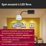 Spot encastré LED Nova blanc avec câble noir pour un éclairage intérieur économe en énergie