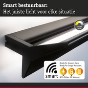 Zwarte slimme LED-wandlamp met instelbaar wit licht en Zigbee 3.0 gateway voor spraak- en app-bediening