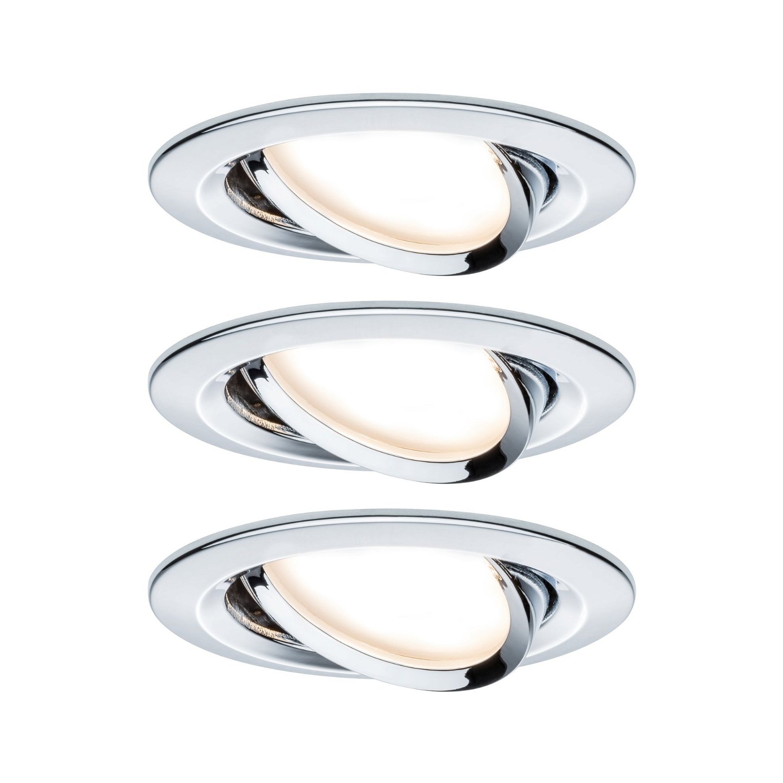LED-inbouwlamp Nova Plus Coin Basisset zwenkbaar rond 84mm 50° Coin 3x6W 3x470lm 230V dimbaar 2700K Chroom